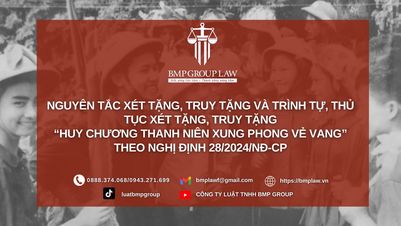XÉT TẶNG, TRUY TẶNG “HUY CHƯƠNG THANH NIÊN XUNG PHONG VẺ VANG” THEO NGHỊ ĐỊNH 28/2024/NĐ-CP