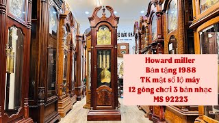 Giá chỉ hơn 30tr chiếc đồng hồ cây Howard miller. Bản tặng 1988 thiết kế mặt số lộ máy.Đẹp xuất sắc.