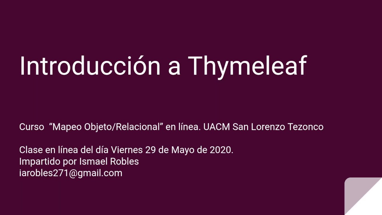29 05 2020 3 Introducci n A Thymeleaf YouTube