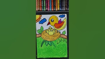 baby bird in nest drawing| bird drawing #drawing #shorts #shortsfeed