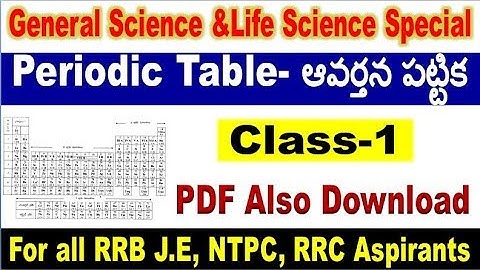 Periodic Table class-1 Chemistry General Science Special for all RRB & SSC aspirants by SRINIVASMech