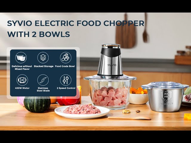  Syvio Food Processors with 2 Bowls, Meat Grinder 4 Bi