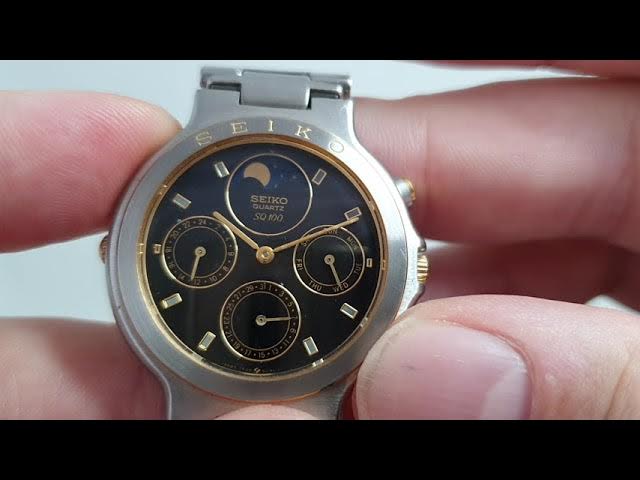 1987 Seiko Triple calendar with moonphase men's vintage watch. Model  reference 7F38-6110 - YouTube