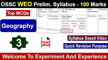 OSSC WEO GEOGRAPHY | Part_3 | #ossc | #osscweo