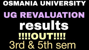 Osmania University UG revaluation results out!!!!! link in description!!!