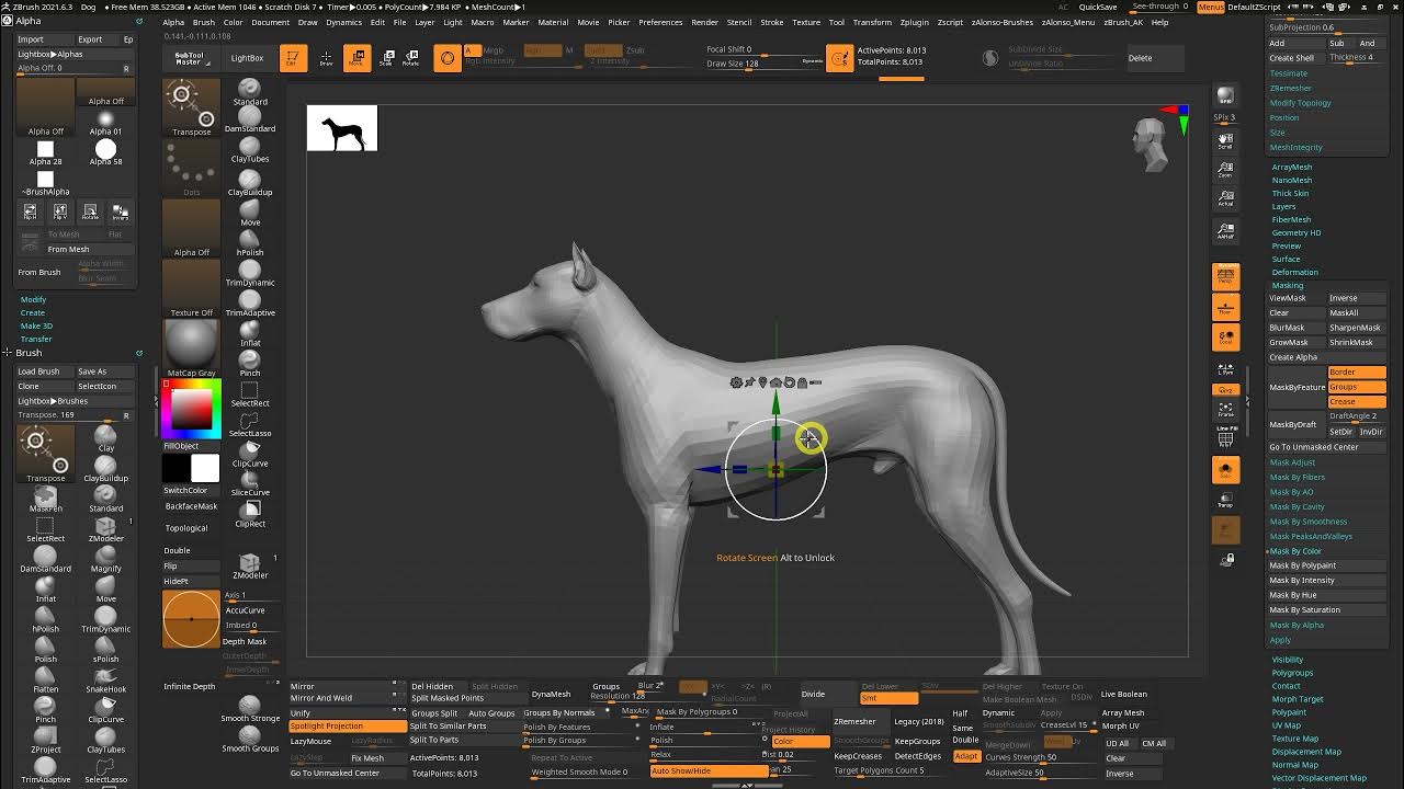 how to unmask zbrush