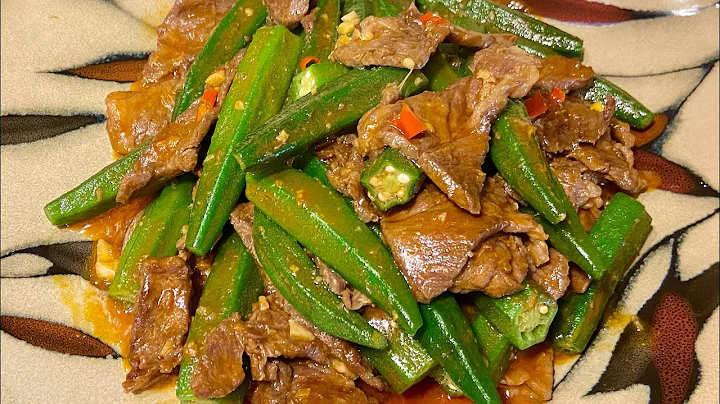 Stir-fried Okra with beef and Thai Shrimp Paste😋 (Quality Foods Black Angus 4)