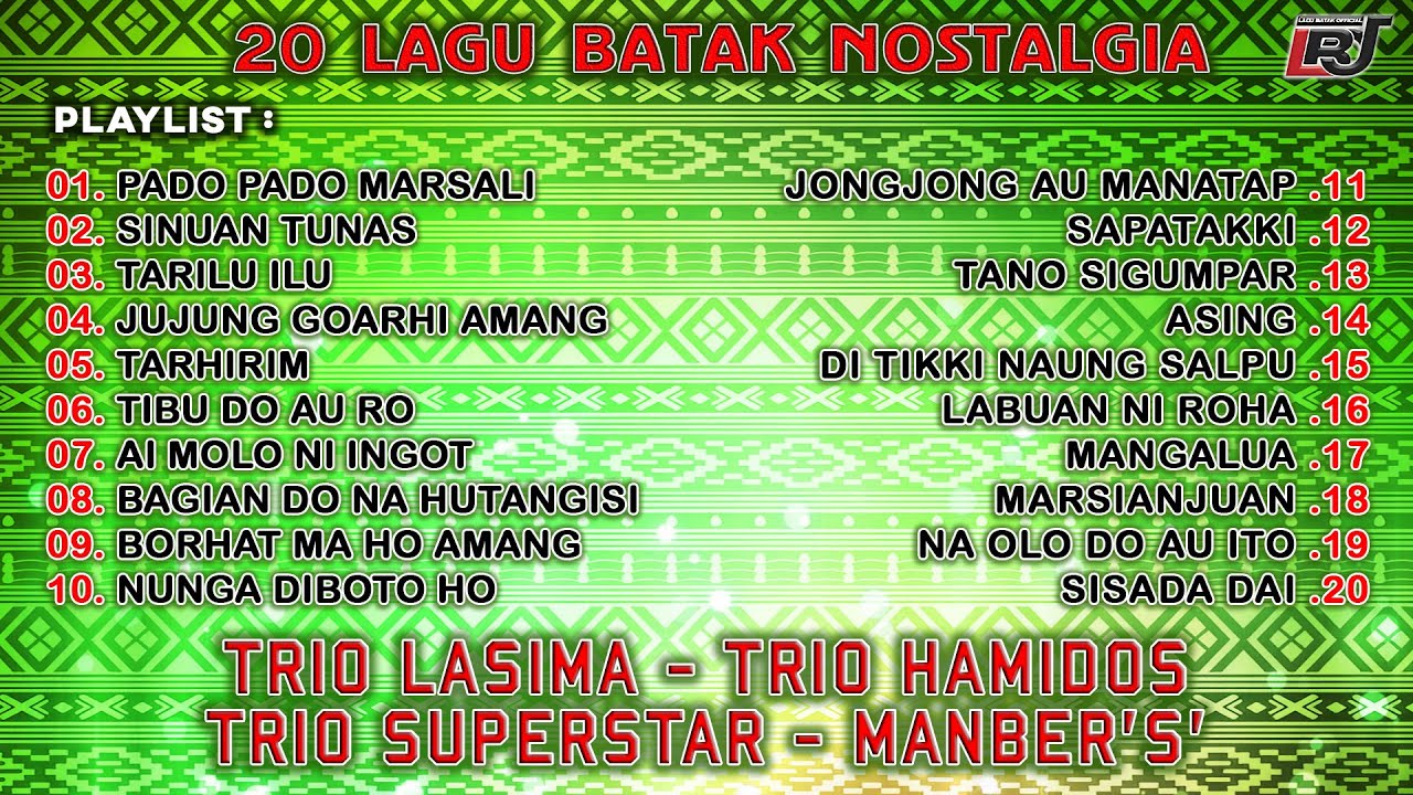 Kompilasi Lagu Batak Nostalgia Trio Lasima, Trio Hamidos, Trio Superstar & Manber'S'