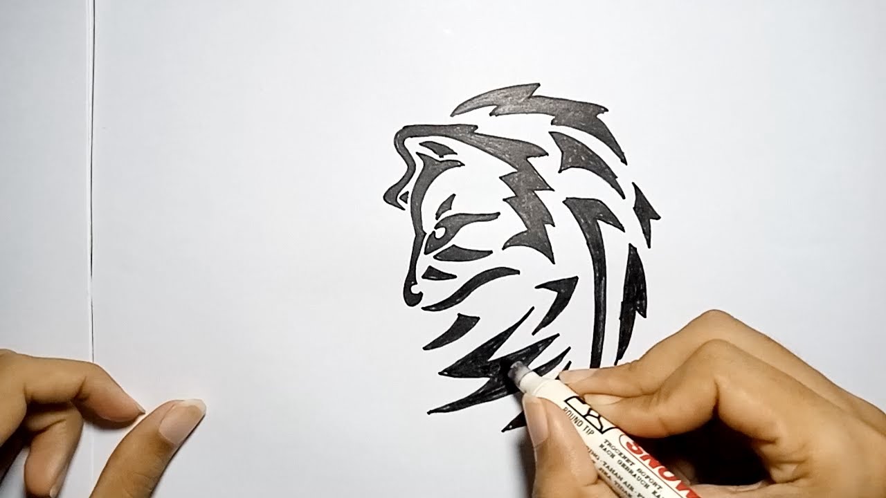 How To Draw Tribal Wolf Design Tattoo Cara menggambar 