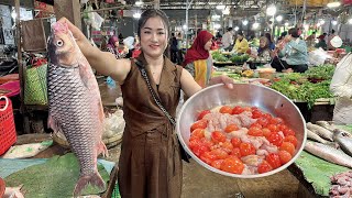 Market show: Buy chicken ovary and fish for cooking - Cooking with Sreypov