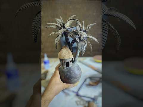 , Make a 🥥COCONUT TREE🌴 from a Coconut Shell! #shorts #diy #shortsfeed #craft #coconutpie