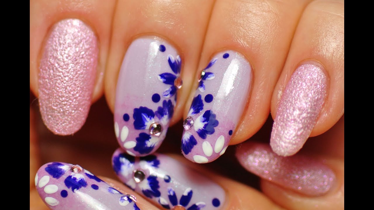 Delicate Floral Wedding Nail Art - wide 7