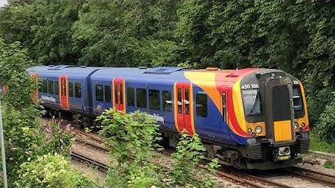 Class 450 leaving Feltham Depot (With siding overview)