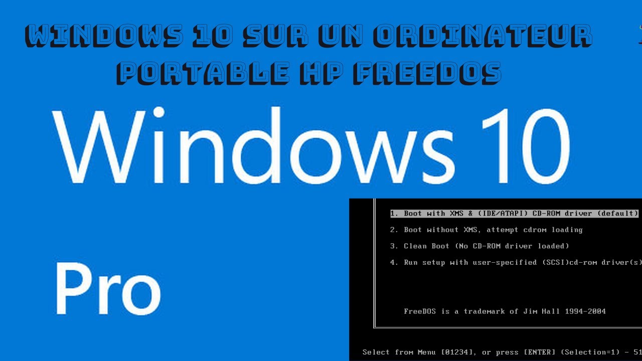 Instalation Windows 10 sur un pc portable HP Fressdos - YouTube