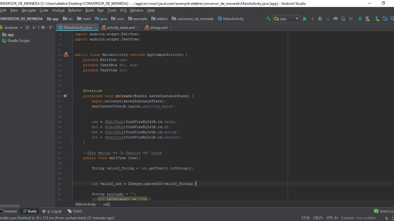 CHEKBOX CONVERSOR DE MONEDA- EJERCICIO PRACTICO ANDROID STUDIO - YouTube