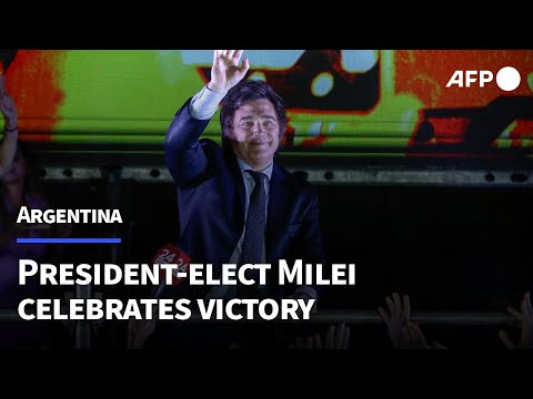 Argentina president-elect Milei celebrates victory with supporters | AFP