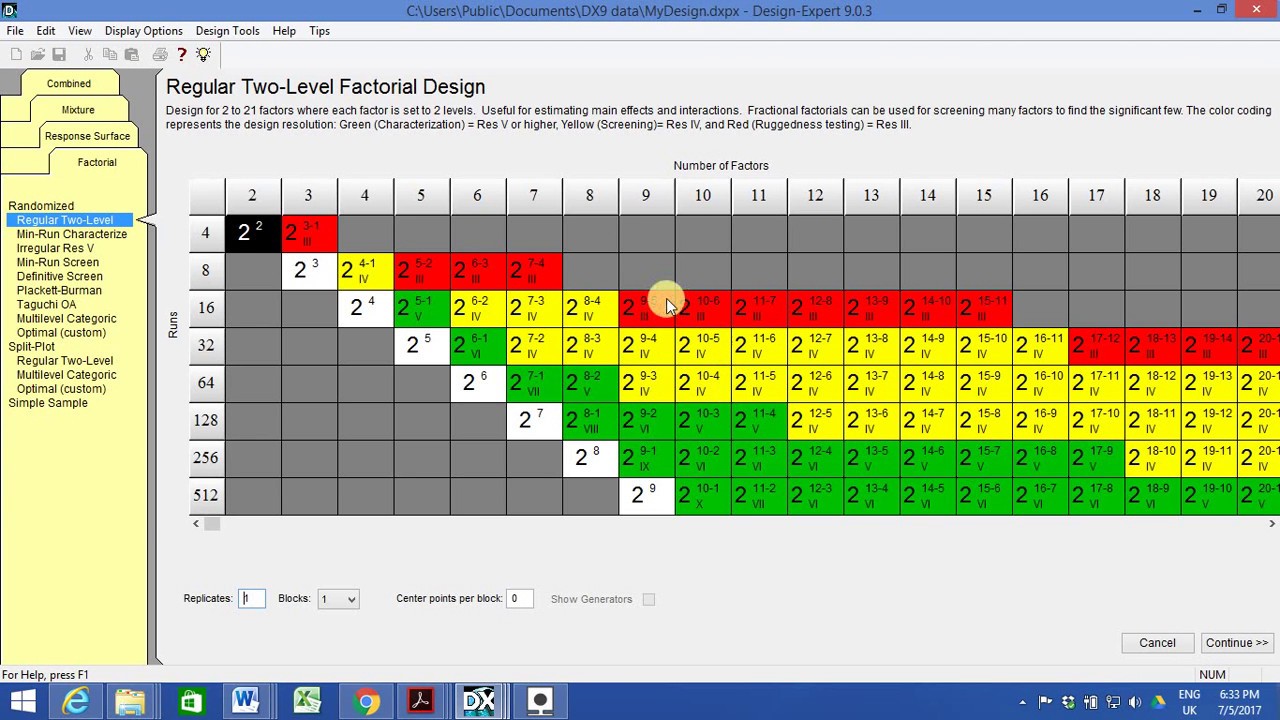Design Expert Practice Design of experiment v 9 Example Response Surface Method RSM Full Factorial