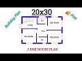 Simple 20x30 House Plan Indian Style West Face | 3 Bed Rooms 600 sqft building plan