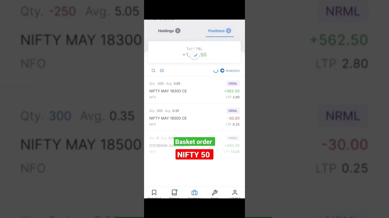 zerodha|| basket order||nifty 50|| 