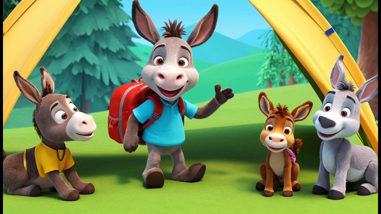 Donkey Goes for Camping | Fun Outdoor Adventure Kids Nursery Rhyme Animation