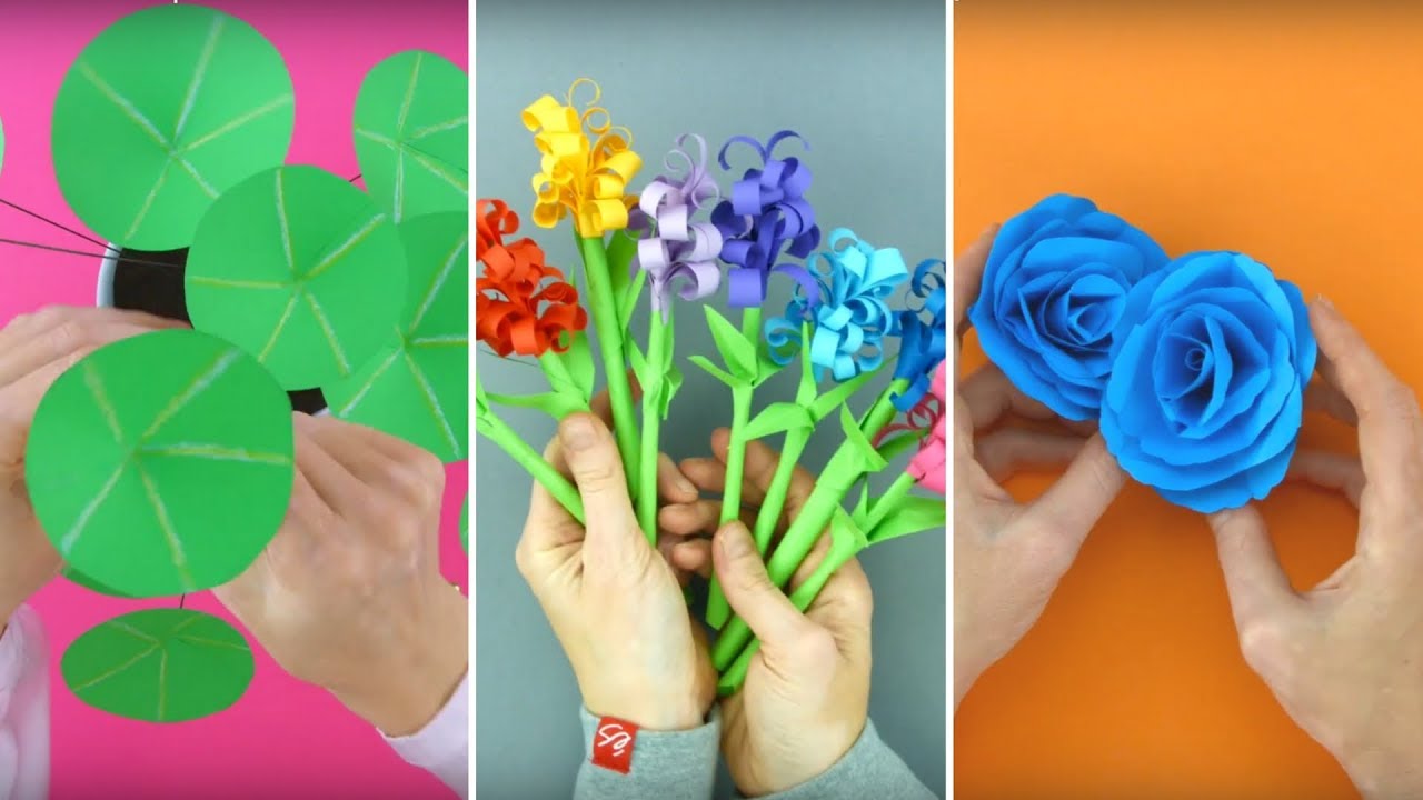 Blumen Aus Papier Basteln 3 Einfache Ideen Youtube