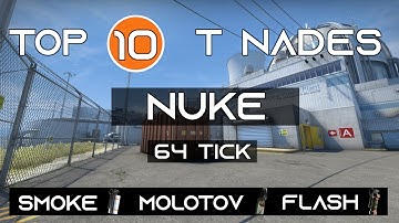 CSGO | Top 10 Nades Nuke T Side [64 Tick] - Smokes, Molotovs, Flashes, Gifs [2020]