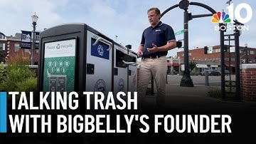 These solar-powered trash bins you