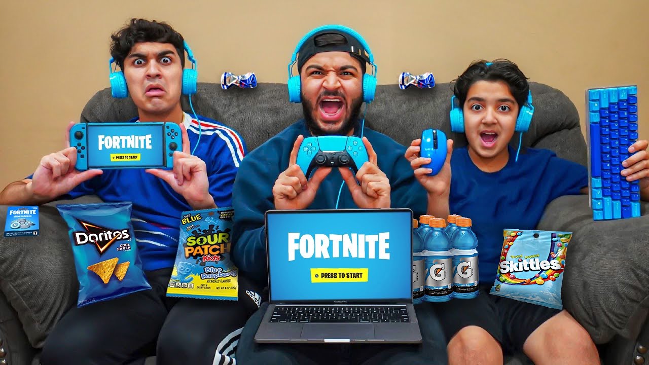 Last To Stop Playing Fortnite With BLUE GAMING SETUP Wins V Bucks