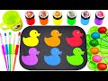 Satisfying Video | How to Make Glitter 6 Ducks Slime with Paw Patrol Colored & Lollipop Cutting ASMR