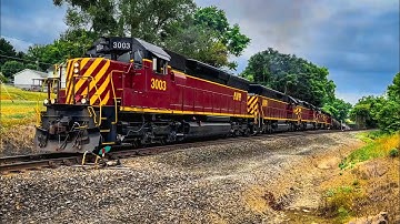 AVR 3003 Leads a Large Freight Train w/ SWP GP40s - SWP FM&P Subdivision