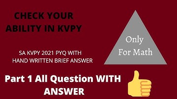KVPY -SA 2020 Previous Year Question/PYQ With Hand Written Answer | Part 1| Mathematics
