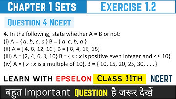 Class 11th Maths | Chapter 1 Sets | Exercise 1.2 Q4 | NCERT Solution 2024