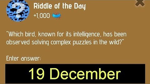 Riddle OF The Day Zoo 19 December | Zoo Riddle OF The Day Code | Riddle OF The Day Zoo
