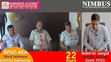 Congratulations Rohit Jangid ( PHED - AEn ) |Mock Interview - Engineers Academy Toppers in RPSC AEn