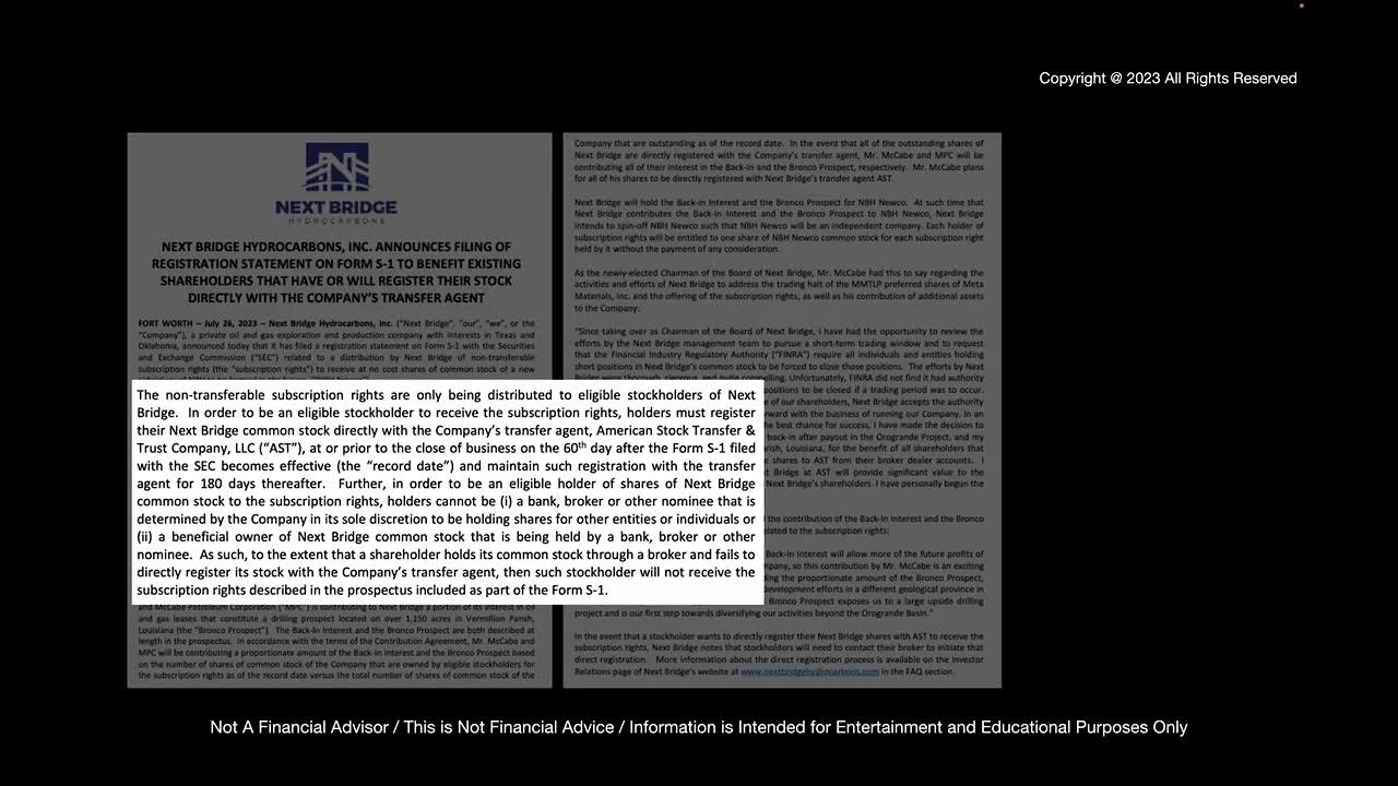 Next Bridge Hydrocarbons S1 Filing for NBH Newco YouTube