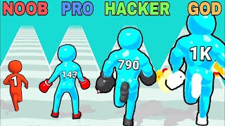 NOOB VS PRO VS HACKER VS GOD in Runner Up! (Lv.1,2,3...500,..700..1000)