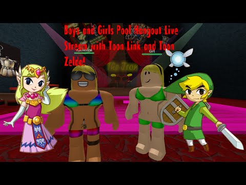 Roblox Boys Girls Pool Hangout Live Stream With Toon Link And Toon Zelda Youtube - girl and boy holding hands roblox
