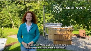 Luftdüsen&LED&Wasserfilter Holzbeheiztes Badefass im Komplettpaket  Produktvideo | Gardenvity DE