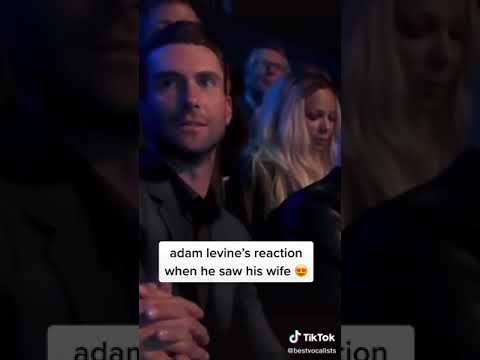 adam Levine's reaction when he saw his wife
