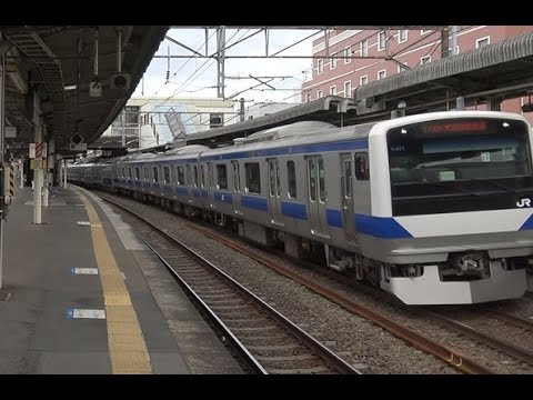 佐貫駅に到着する上野東京ライン常磐線E531系上り品川行き