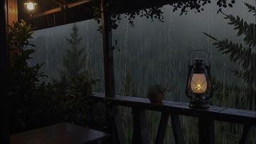 Rainy scene on the peaceful balcony - Eliminate stress, relax in the soothing forest rain