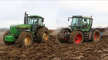 Ploughing on the frost: John Deere 4755 and Fendt Xylon 524 with Dowdeswell DP7 and Lemken ploughs