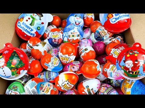 300 Surprise Eggs Kinder Joy Mega Mix Satisfying ASMR Unboxing