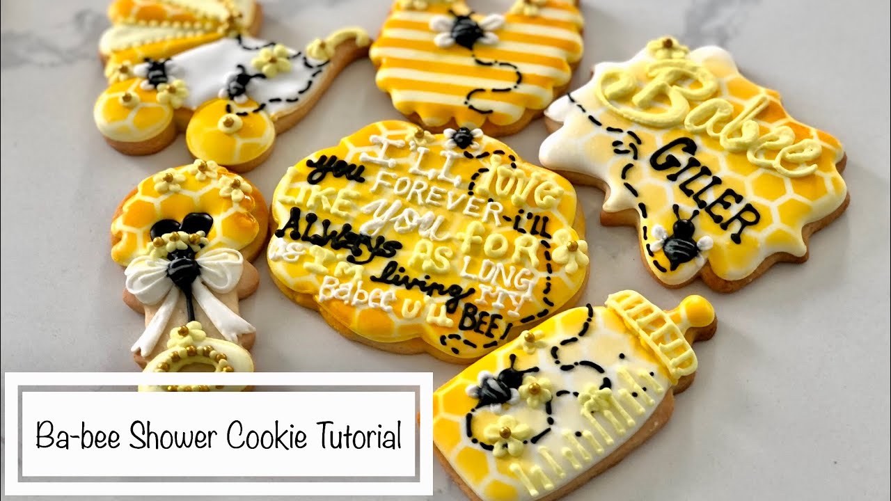 How to Make Baby Shower Bee Themed Sugar Cookies How to Use a Stencil