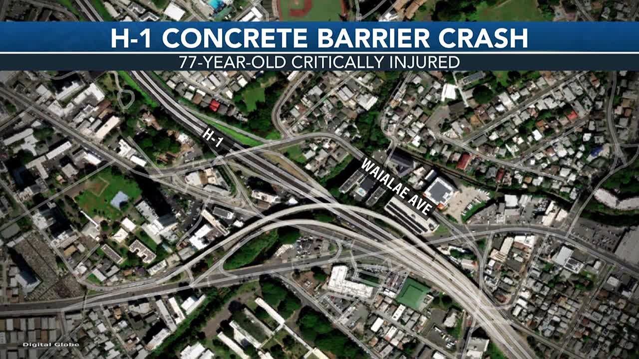Elderly man critically injured after crashing into concrete barrier ...