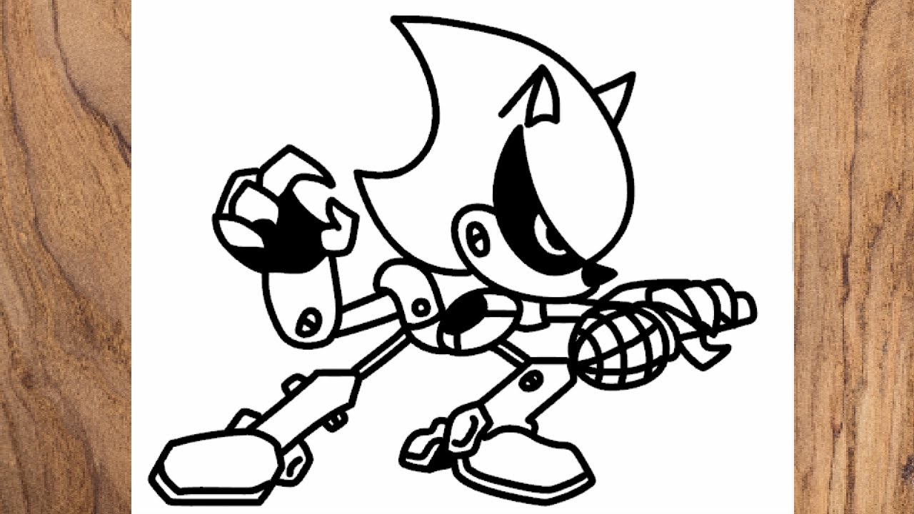 How to draw Metal Sonic FNF Friday Night Funkin mod step by step 