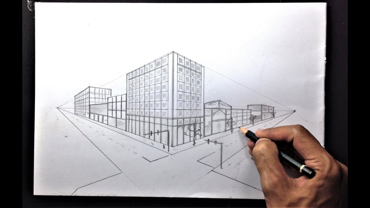 How To Draw in Two Point Perspective - Simple Town Simple Buildings #3 ...
