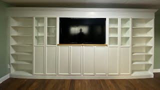 Build a builtin with IKEA bookcases.     (Billy bookcase hack)