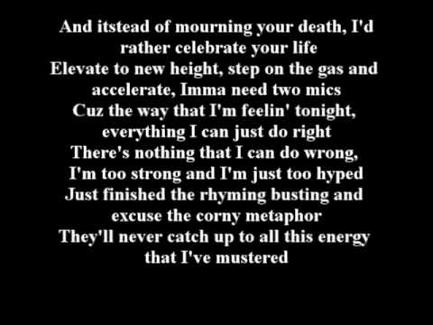 Artist: Eminem Album: Recovery Song: You're Never Over For Copyright Reasons:This song belongs to it's rightful owners I own NOTHING about this song. Not the artist. Beat. Nothing. NOTHING. Son now that that's out of the way. Lemme tell YOU something. I'm going to be uploading every song on the legendary album. Recovery By the legendary artist. Eminem. So these are the lyrics to it. And this is the sixteenth song to the album. If you don't like that I am uploading these songs. Kiss my ass in a lint thong. Thanks. If it's wrong get off my antidisestablishmentarianism