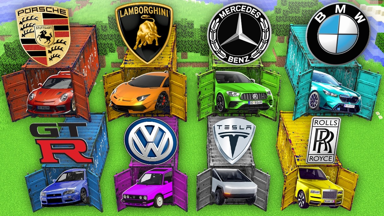 Minecraft Container Cars Which CONTAINER WITH ALL BEST CAR BRANDS to CHOOSE in Minecraft ...